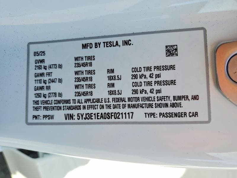 2025 TESLA MODEL 3 12