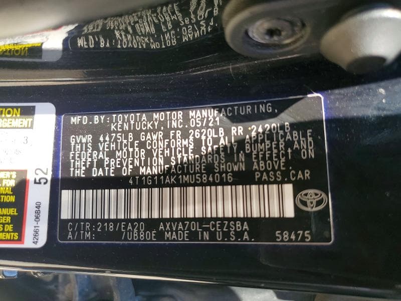 2021 TOYOTA CAMRY SE 12