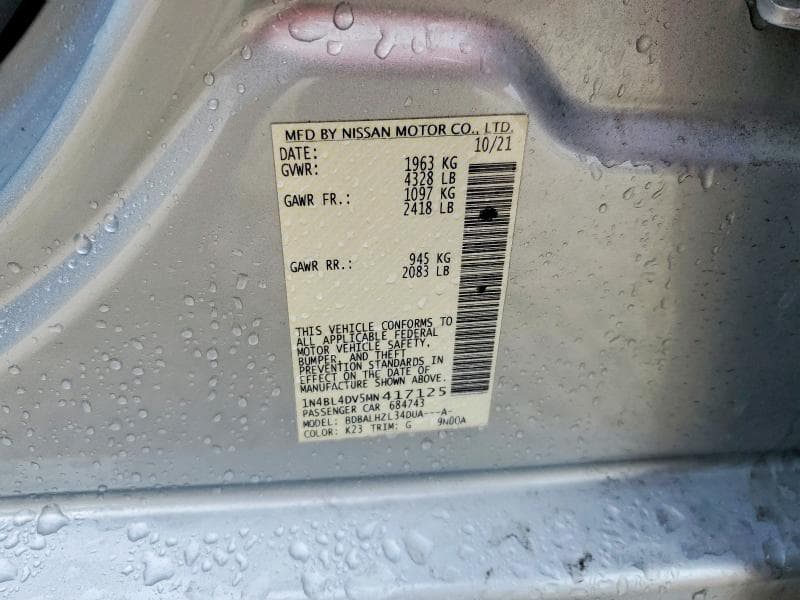 2021 NISSAN ALTIMA 2.5 SV 12