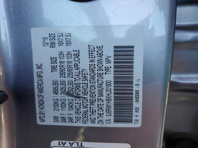 2017 HONDA CR-V EXL 13