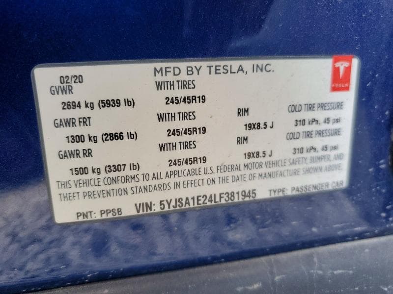 2020 TESLA MODEL S 13