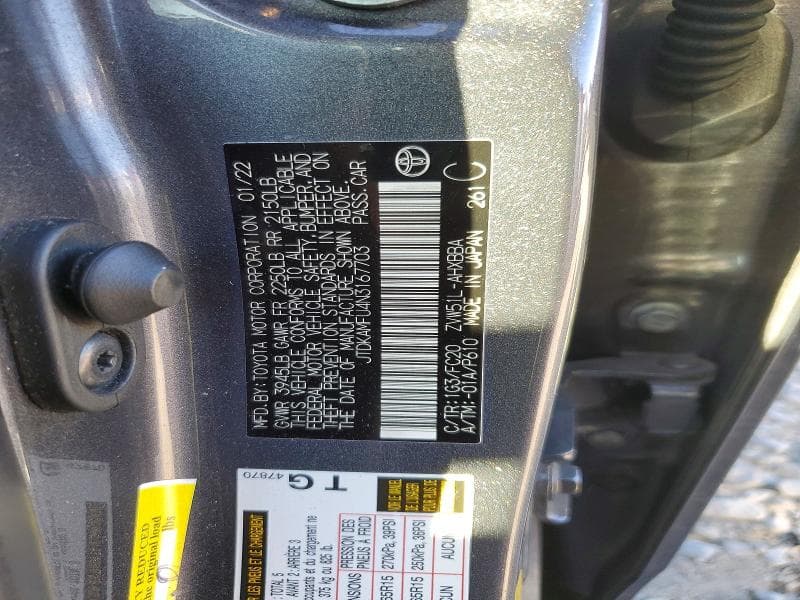 2022 TOYOTA PRIUS L ECO L ECO 12