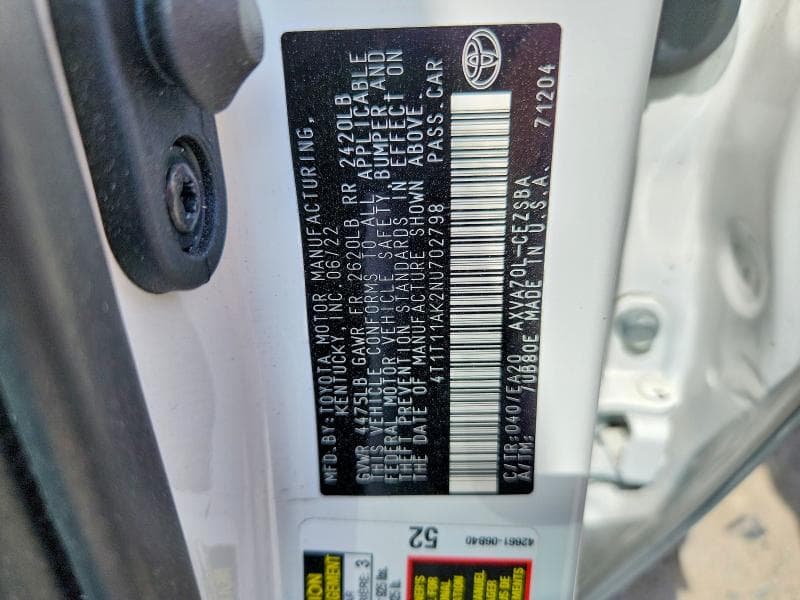 2022 TOYOTA CAMRY SE 12