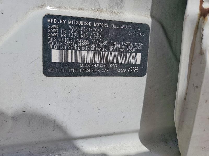 2019 MITSUBISHI MIRAGE ES 12