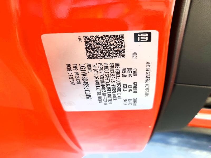 2025 CHEVROLET CORVETTE STINGRAY 1LT 13