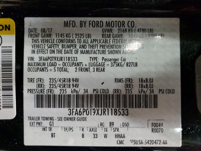 2018 FORD FUSION SE SE 13