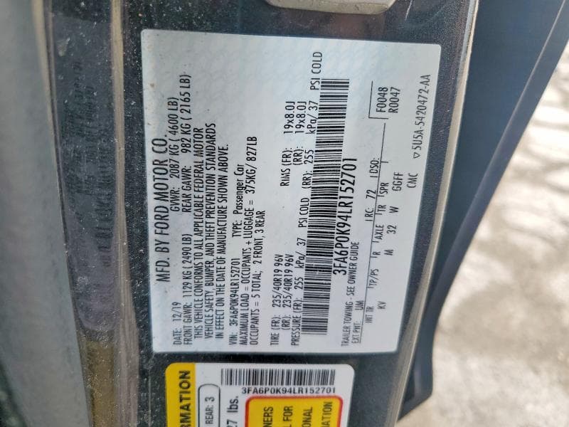 2020 FORD FUSION TITANIUM 12