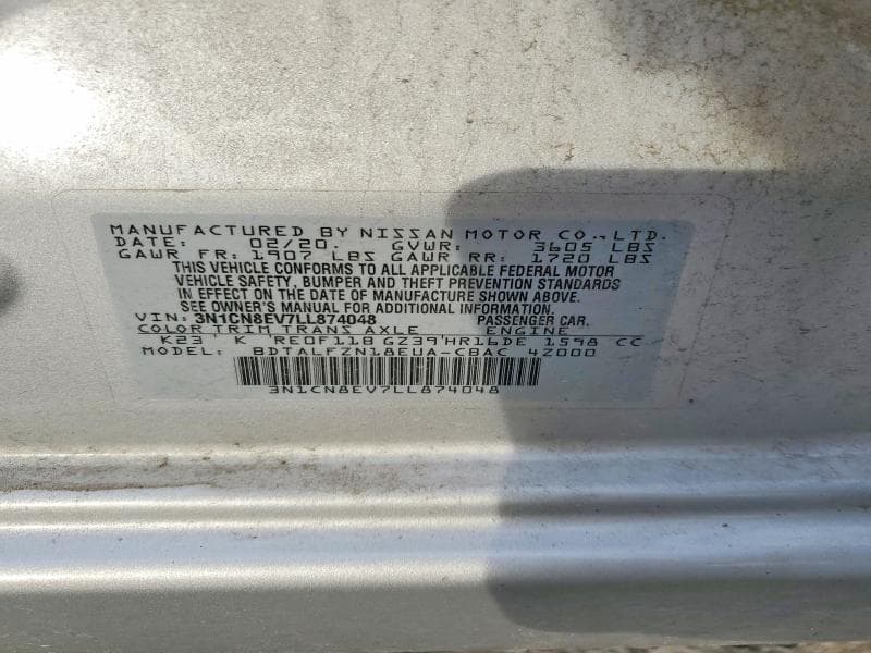 2020 NISSAN VERSA SV 12