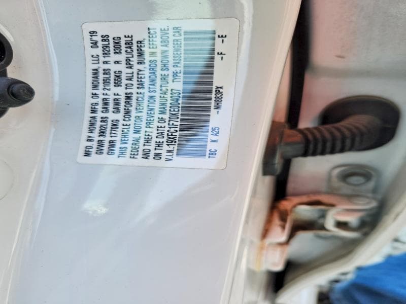 2019 HONDA CIVIC EXL 12
