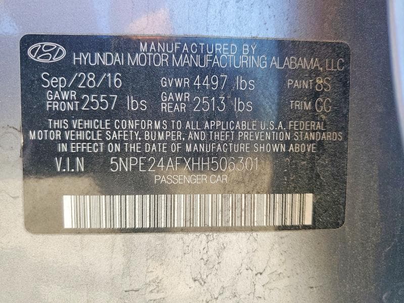 2017 HYUNDAI SONATA SE SE 13