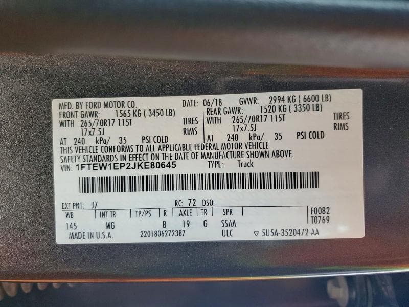 2018 FORD F150 SUPERCREW 12