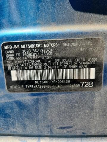 2023 MITSUBISHI MIRAGE SE/BLACK EDITION/RALLIART SE/BLACK EDITION/RALLIART 12