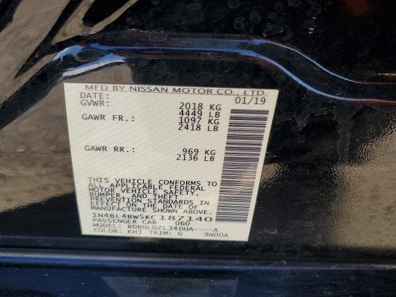 2019 NISSAN ALTIMA S 12
