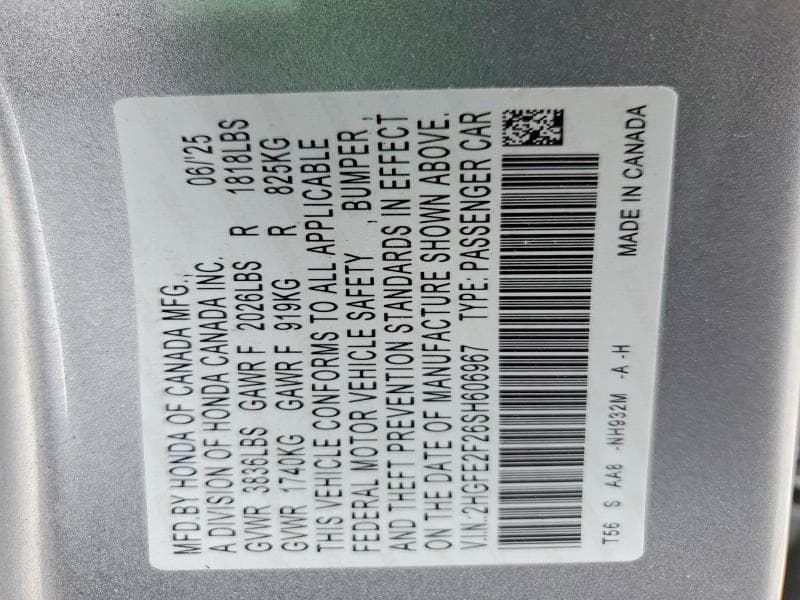 2025 HONDA CIVIC LX 12