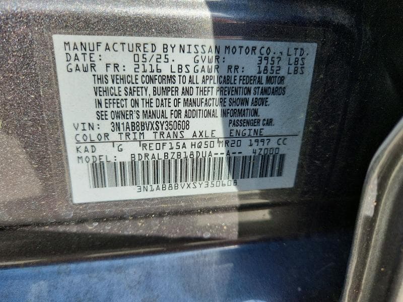 2025 NISSAN SENTRA S 12