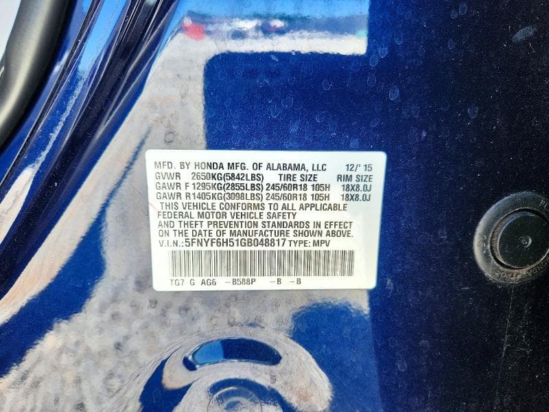 2016 HONDA PILOT EXL 13