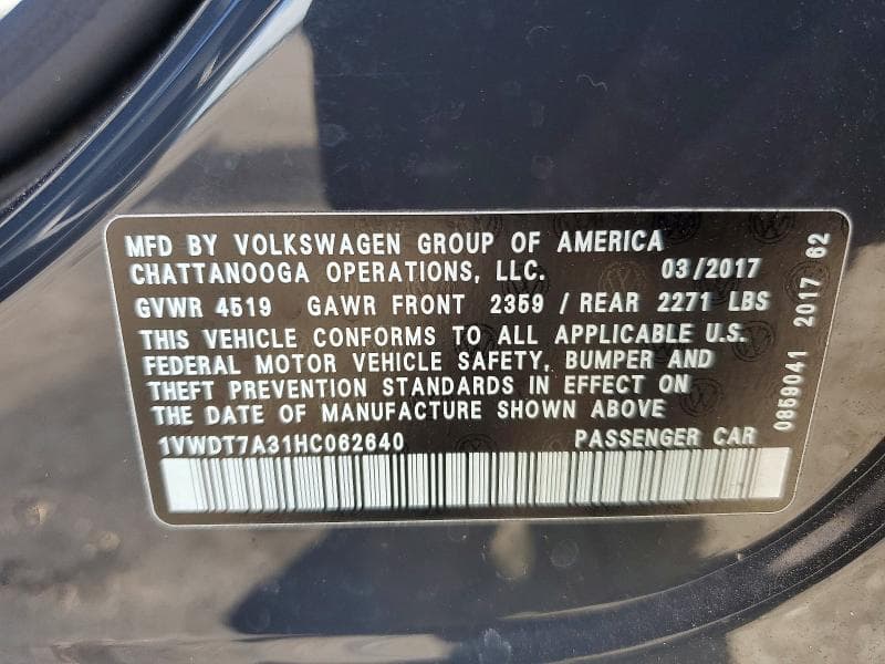 2017 VOLKSWAGEN PASSAT R-LINE 12