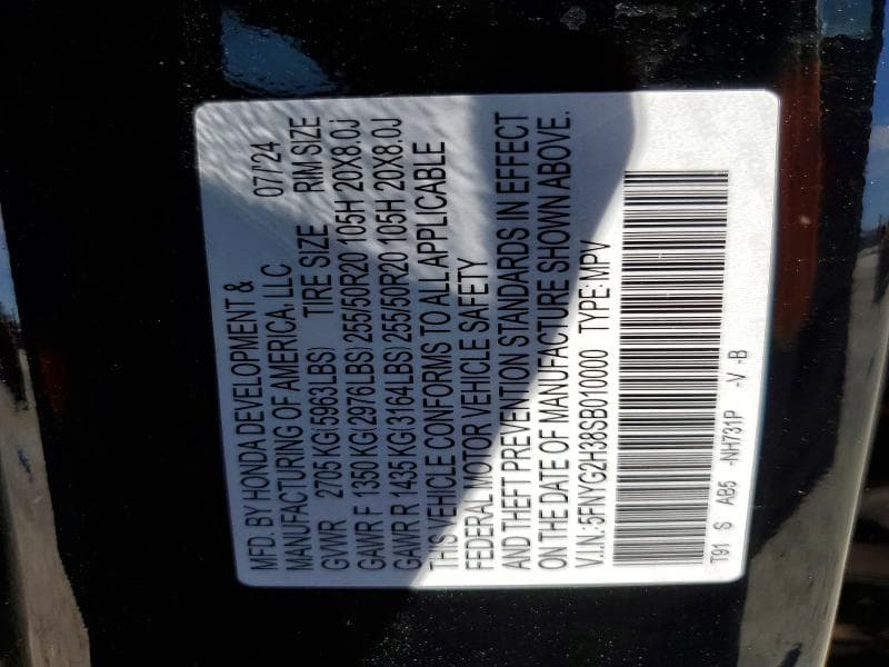 2025 HONDA PILOT SPORT SPORT 12