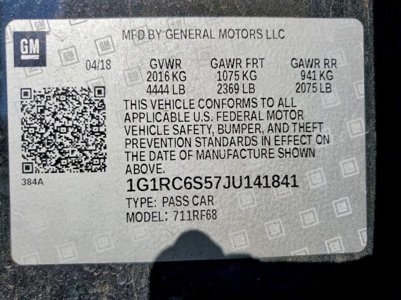 2018 CHEVROLET VOLT LT 13