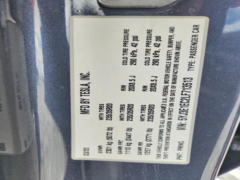 2020 TESLA MODEL 3 12