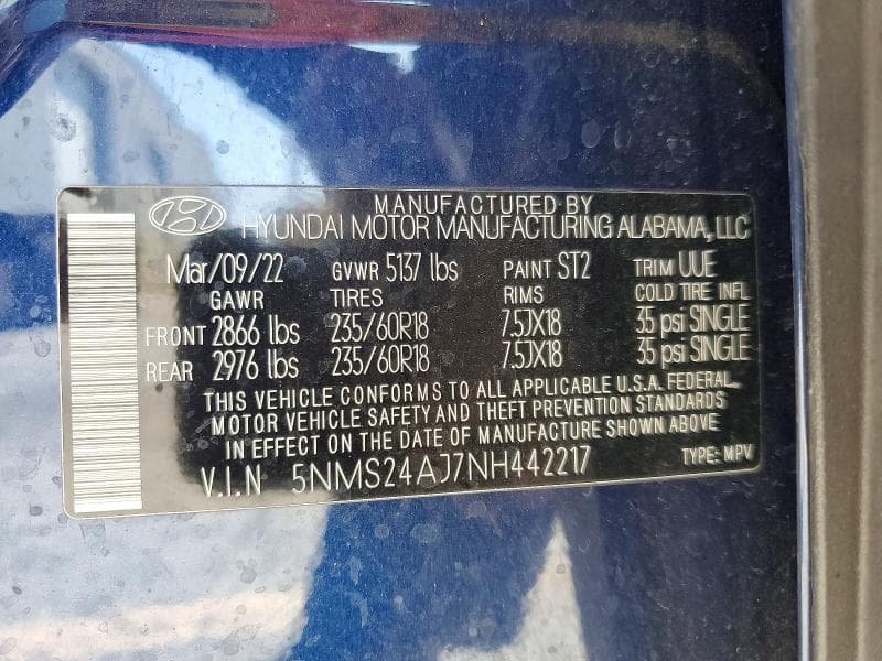 2022 HYUNDAI SANTA FE SEL 13