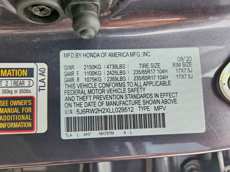 2020 HONDA CR-V LX LX 12