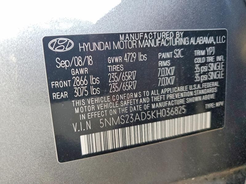 2019 HYUNDAI SANTA FE 14