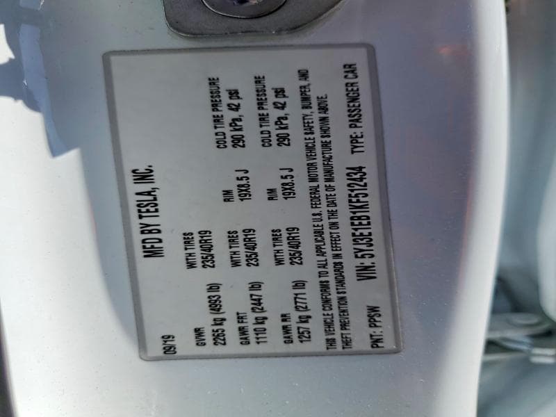 2019 TESLA MODEL 3 12