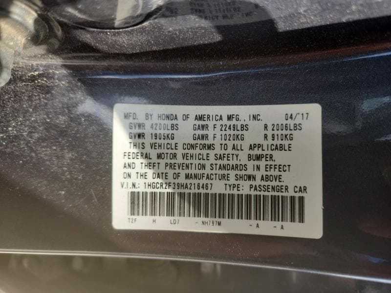 2017 HONDA ACCORD LX 12