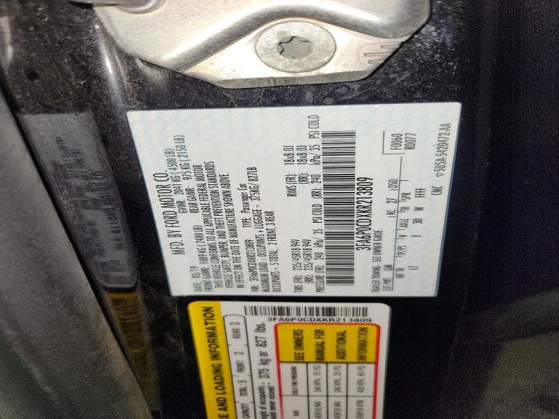 2019 FORD FUSION SEL 12