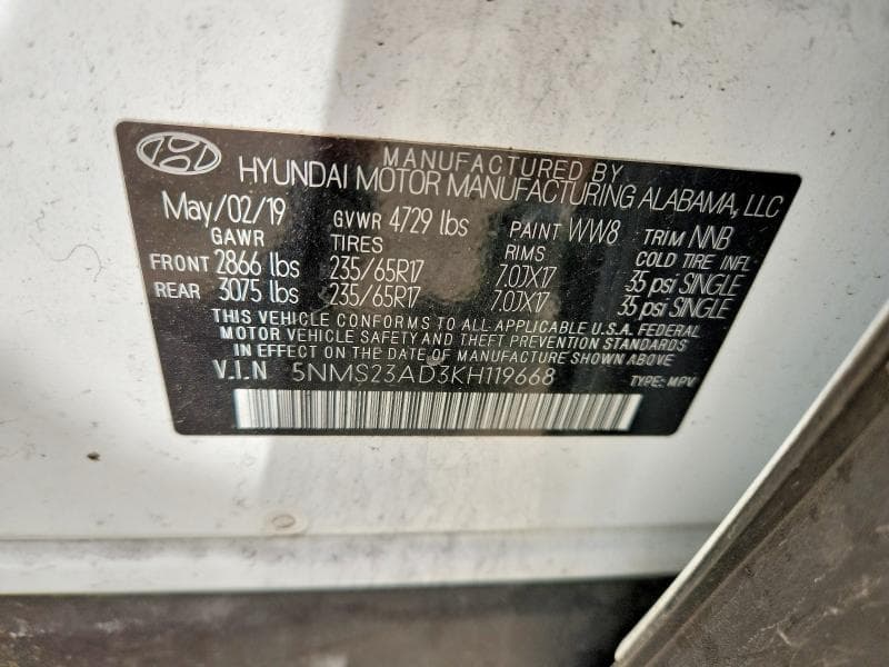 2019 HYUNDAI SANTA FE SE SE 13
