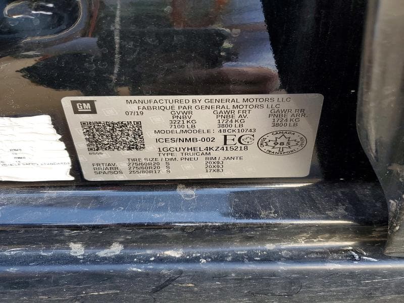 2019 CHEVROLET SILVERADO K1500 HIGH COUNTRY 12