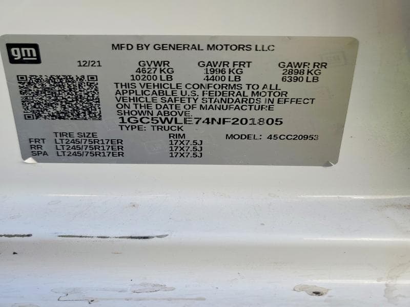 2022 CHEVROLET SILVERADO C2500 HEAVY DUTY C2500 HEAVY DUTY 12