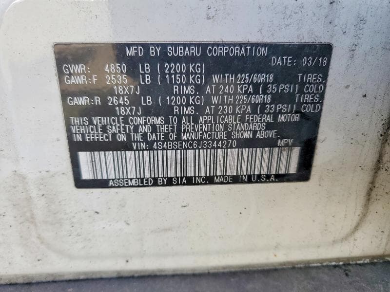 2018 SUBARU OUTBACK 3.6R LIMITED 3.6R LIMITED 14