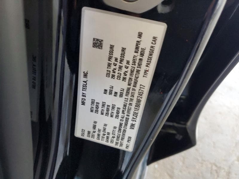2022 TESLA MODEL 3 12