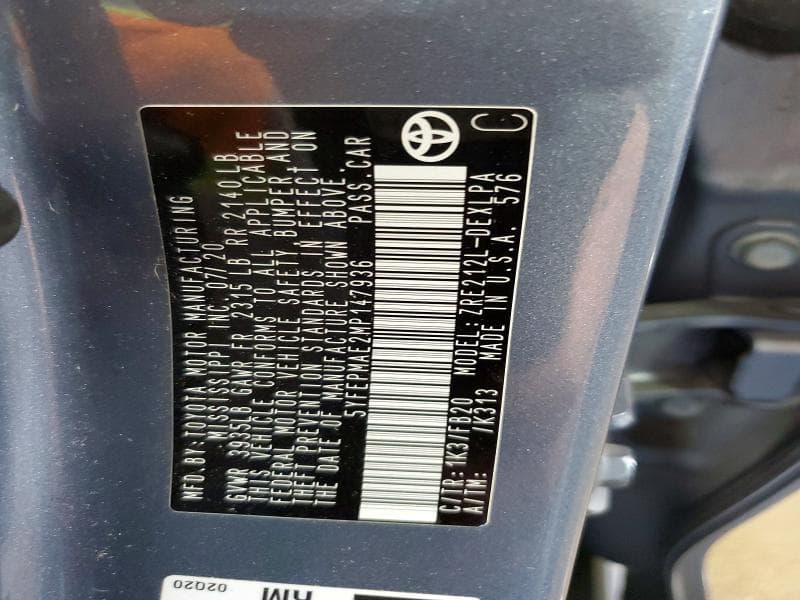 2021 TOYOTA COROLLA LE 12