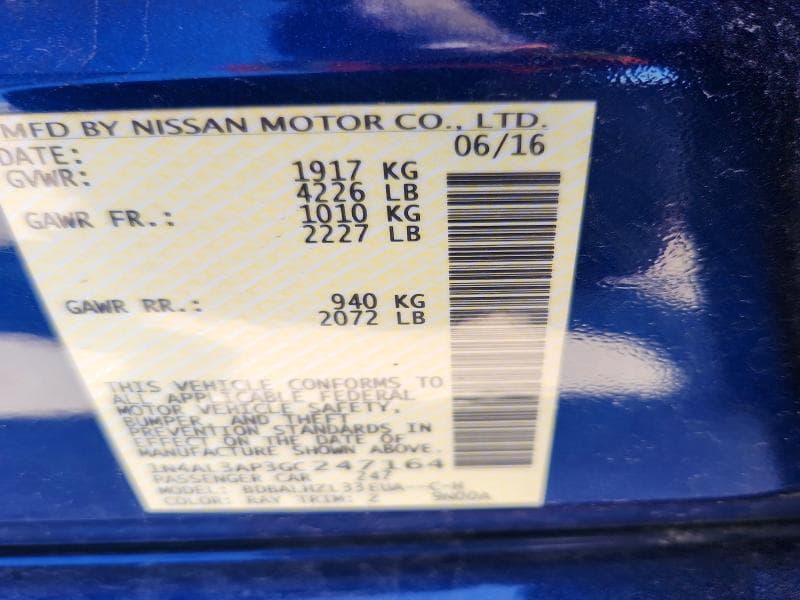 2016 NISSAN ALTIMA 2.5 SR 13