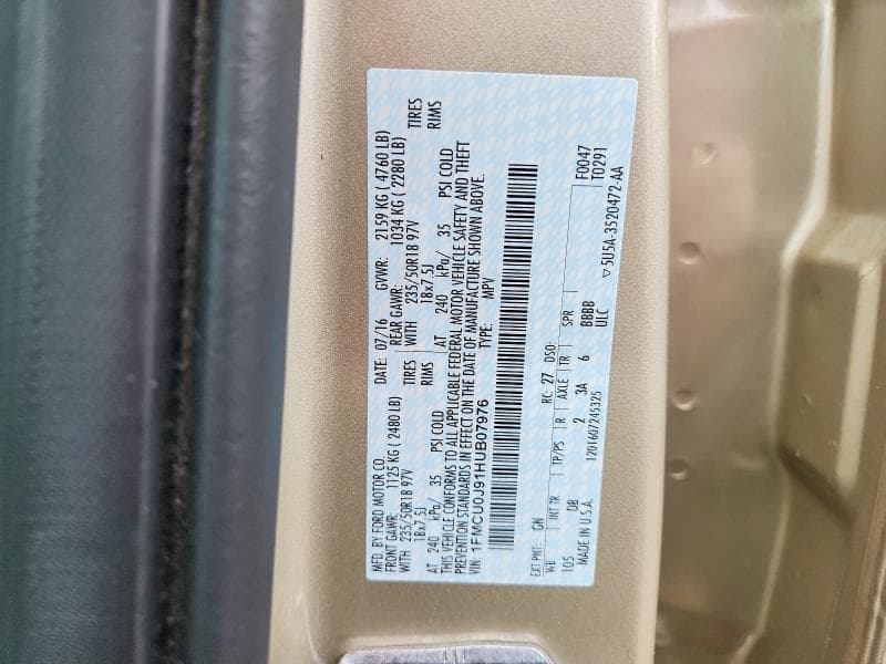 2017 FORD ESCAPE TITANIUM TITANIUM 13