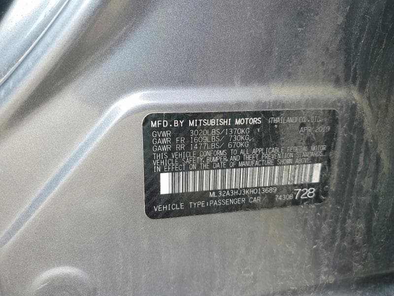 2019 MITSUBISHI MIRAGE ES 12