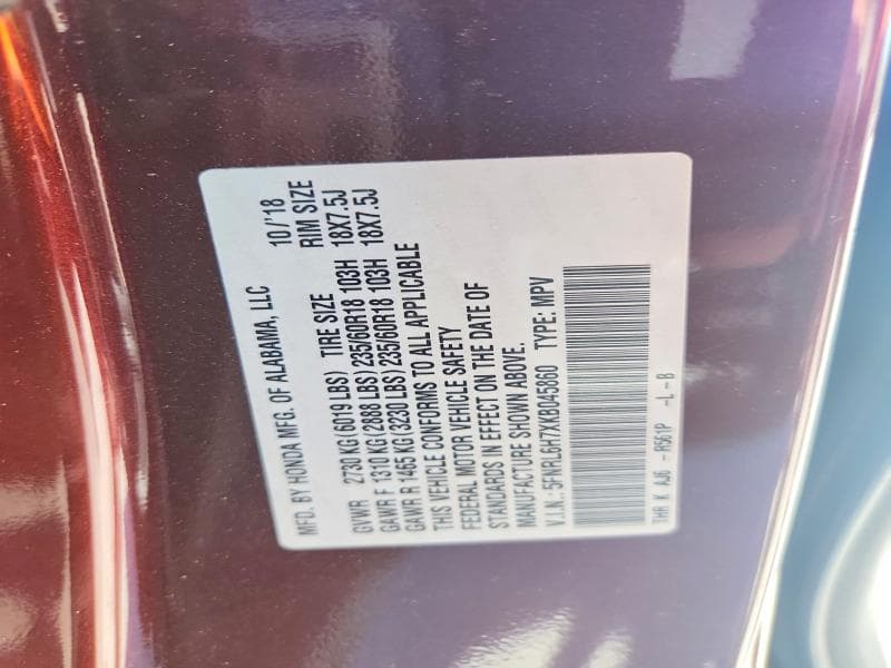 2019 HONDA ODYSSEY EXL 14