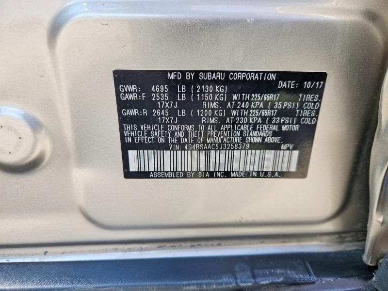 2018 SUBARU OUTBACK 2.5I 2.5I 13