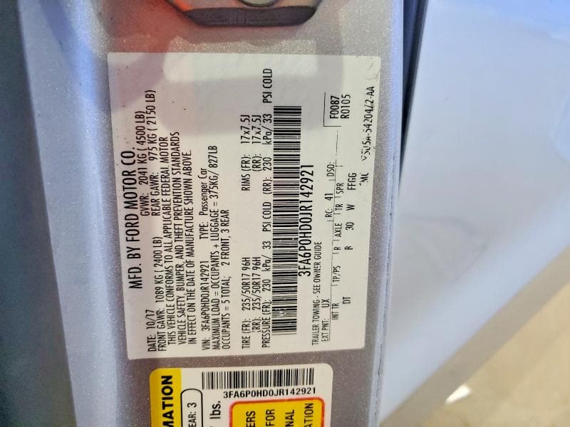 2018 FORD FUSION SE SE 12