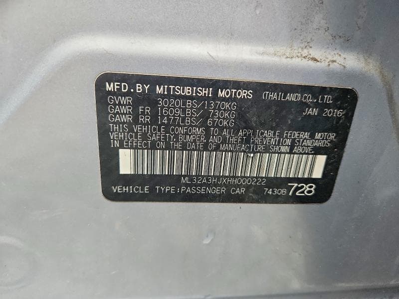 2017 MITSUBISHI MIRAGE ES 12