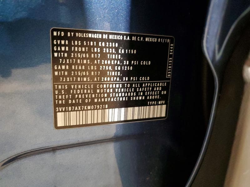 2019 VOLKSWAGEN TIGUAN S 14