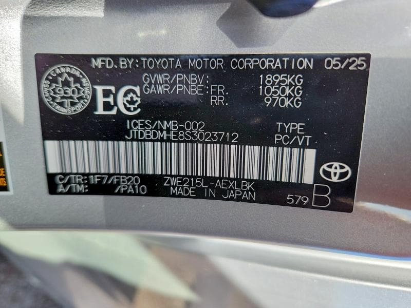 2025 TOYOTA COROLLA HYBRID LE 13