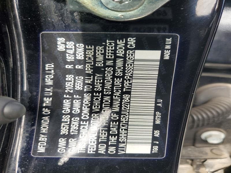 2018 HONDA CIVIC EX EX 12