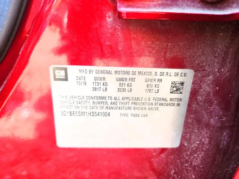 2017 CHEVROLET CRUZE LT LT 13