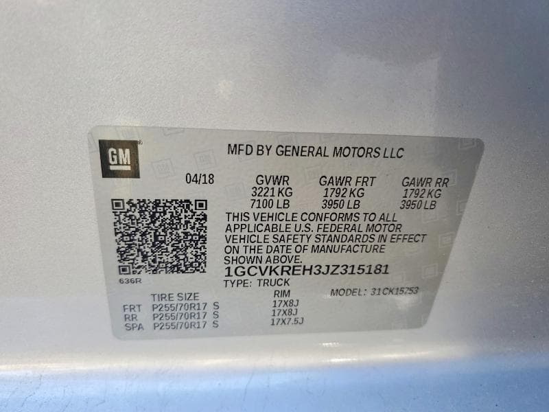 2018 CHEVROLET SILVERADO K1500 LT K1500 LT 12
