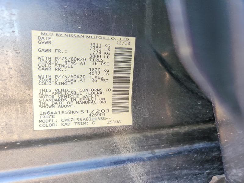 2019 NISSAN TITAN SV SV 13