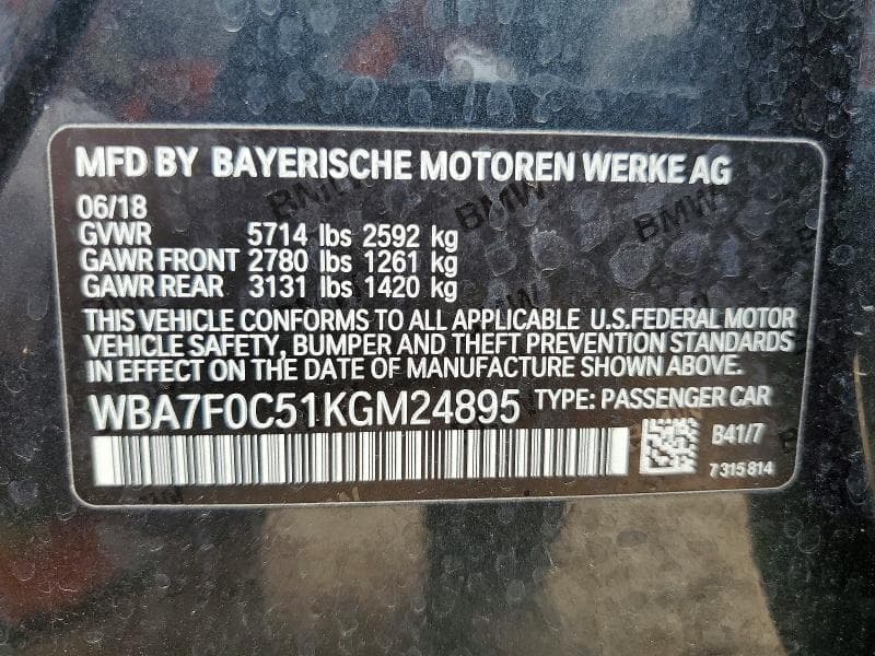 2019 BMW 750 I 12